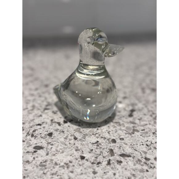 Vintage Glass Clear Duck Paper Weight - Picture 1 of 5